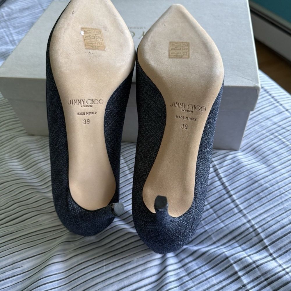 Jimmy Choo Romy 60 Navy Tweed, Brand New In Box - Picture 2 of 7